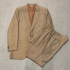 Brioni Tan Plaid Two-Piece Wool Suit